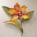 Orange Orchid Flower Metal Wall Art – 2D UV Printed Aluminum Floral Decor