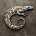 Geometric Blue Tongue Skink Metal Wall Art – 2D UV Printed Aluminum Reptile Decor