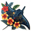Tropical Manta Ray Metal Wall Art – 2D UV Printed Aluminum Coastal Decor