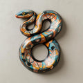Colorful Coiled Snake Metal Wall Art – 2D UV Printed Aluminum Reptile Decor