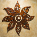 Rustic Leaf Mandala Metal Wall Art – 2D UV Printed Aluminum Boho Decor