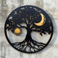 Oval Sun Moon Tree of Life Metal Wall Art – 2D UV Printed Aluminum Celestial Decor