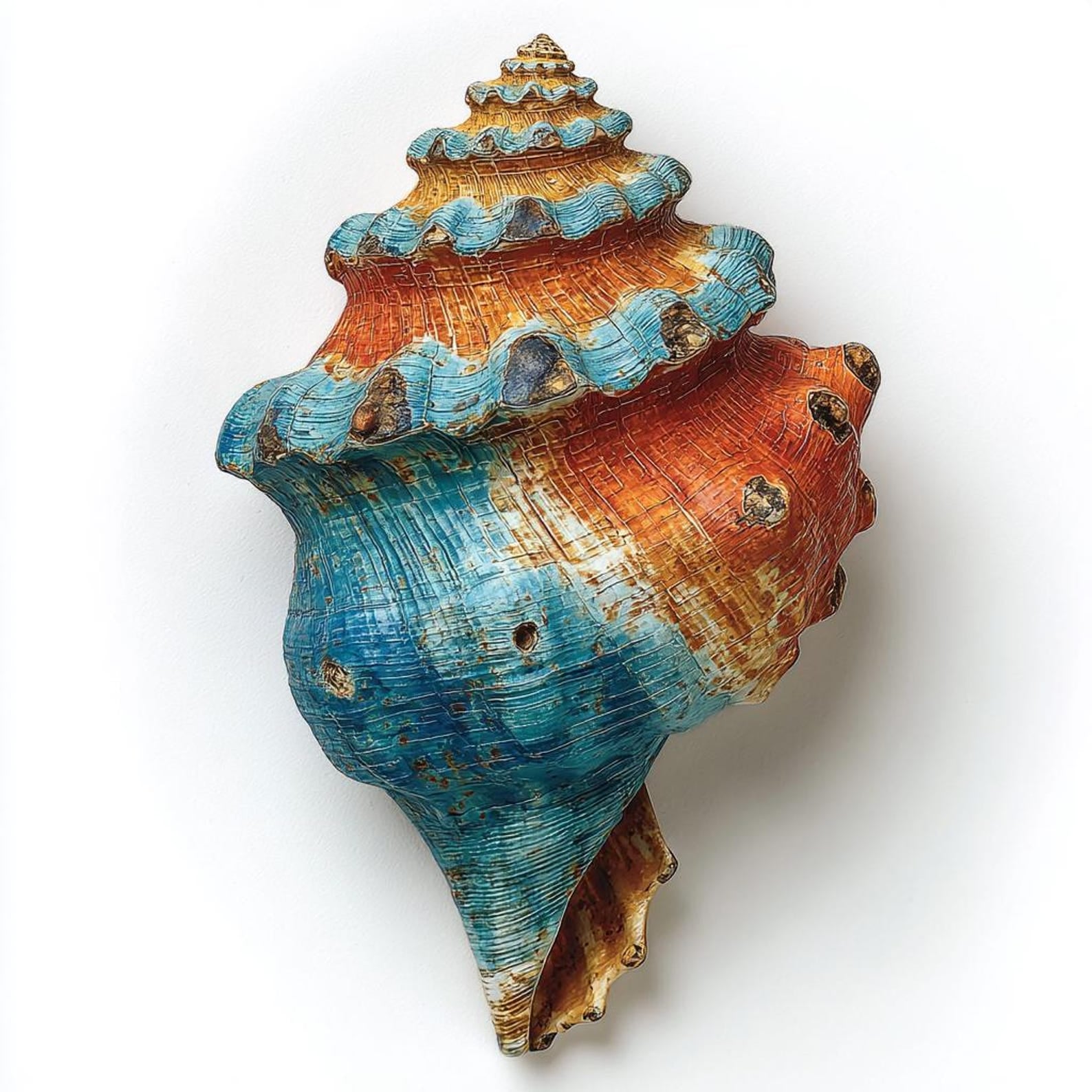 Colorful Conch Shell Metal Wall Art – 2D UV Printed Aluminum Coastal Seashell Decor