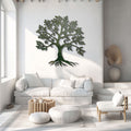 Olive Green Tree of Life Metal Wall Art – 2D UV Printed Aluminum Nature Decor