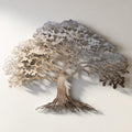 Silver Oak Tree of Life Metal Wall Art – 2D UV Printed Aluminum Nature Forest Decor