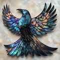Iridescent Winged Raven Metal Wall Art – 2D UV Printed Aluminum Gothic Bird Decor