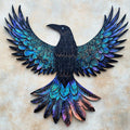 Iridescent Raven Metal Wall Art – 2D UV Printed Aluminum Gothic Bird Decor