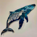 Blue Humpback Whale Metal Wall Art – 2D UV Printed Aluminum Coastal Decor