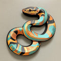 Turquoise Orange Snake Metal Wall Art – 2D UV Printed Aluminum Reptile Decor