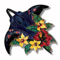 Tropical Floral Manta Ray Metal Wall Art – Hibiscus Ocean Coastal Decor