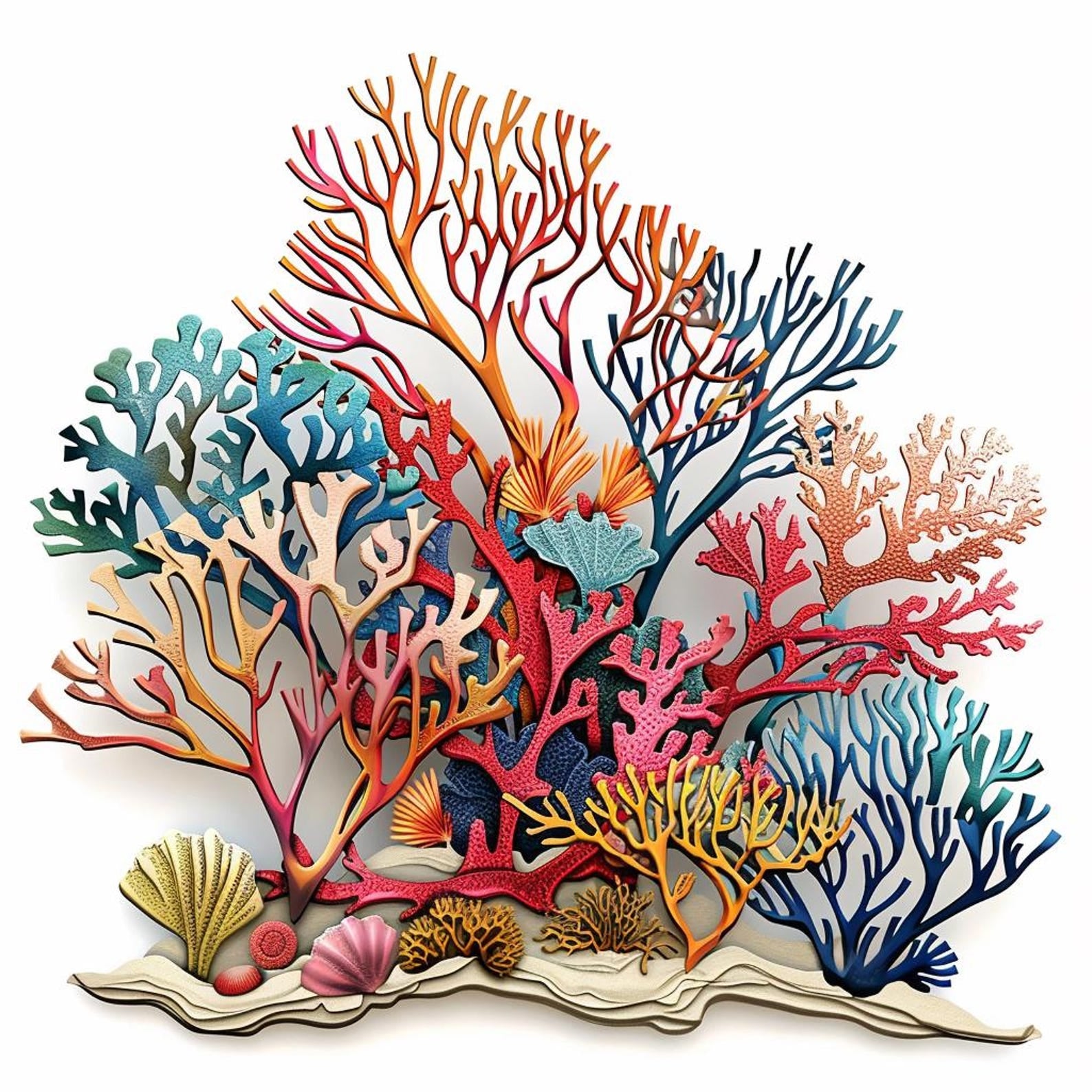 Colorful Coral Reef Metal Wall Art – UV Printed Aluminum Coastal Decor Beach Indoor Outdoor