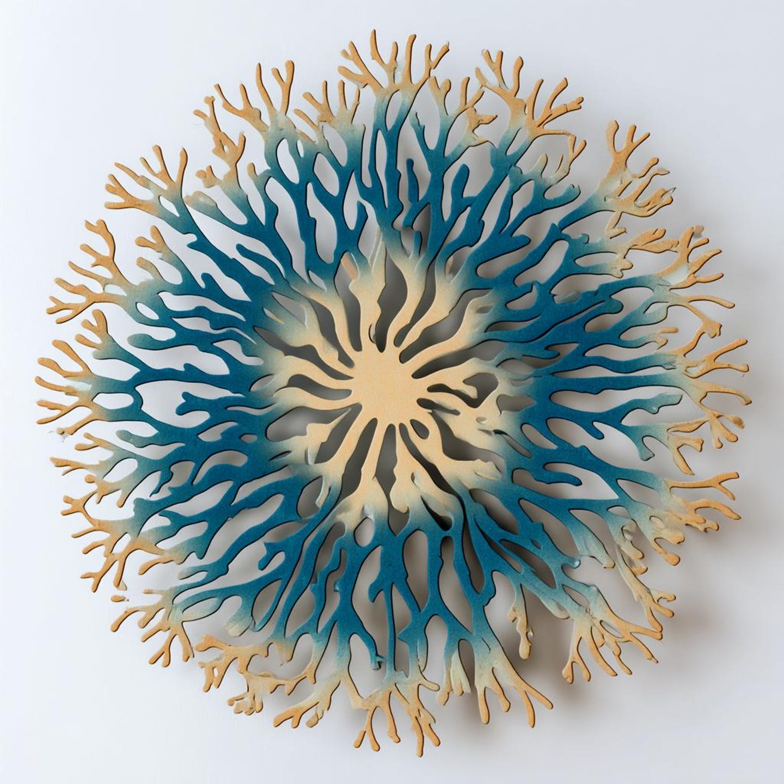 Blue Coral Reef Metal Wall Art ? 2D UV Printed Aluminum Coastal Decor