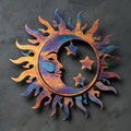 Sun Moon Stars Metal Wall Art – 2D UV Printed Aluminum Celestial Decor