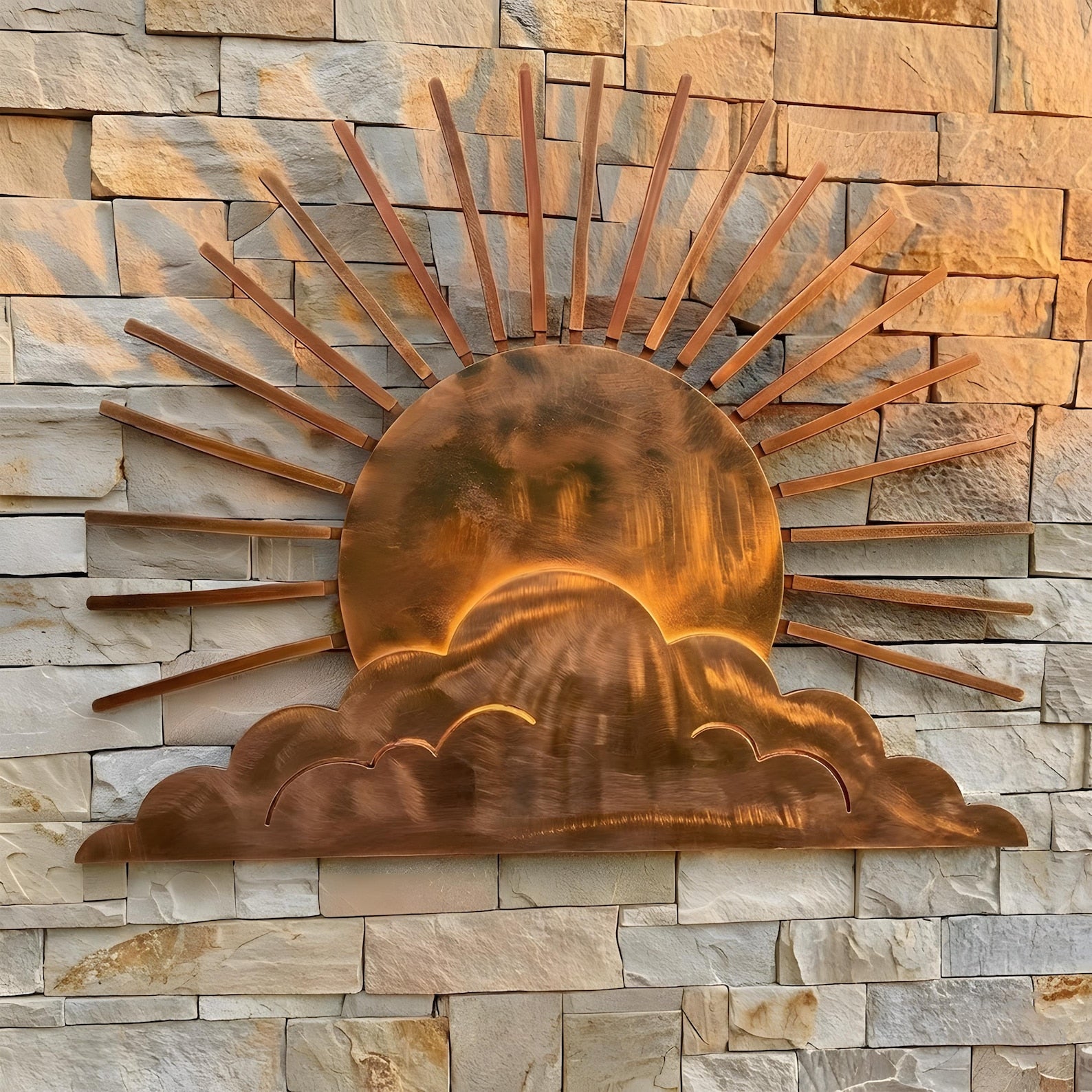 Sunrise Metal Wall Art – UV Printed Stainless Steel Sun Decor