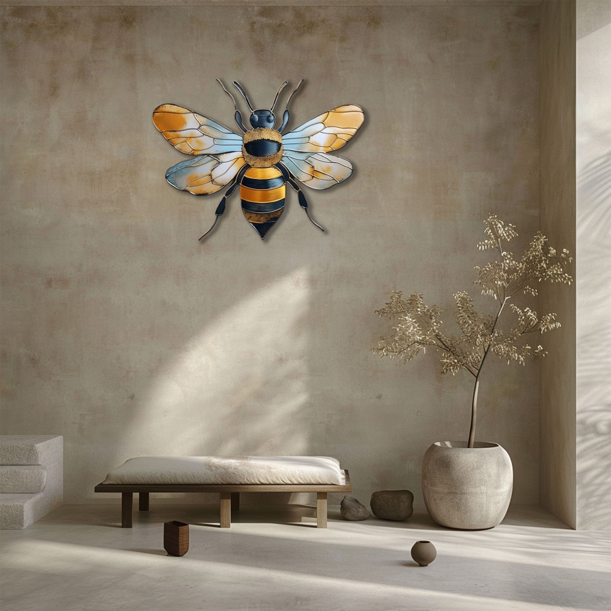 Bee Metal Wall Art – UV Printed Stainless Steel Honey Bee Decor
