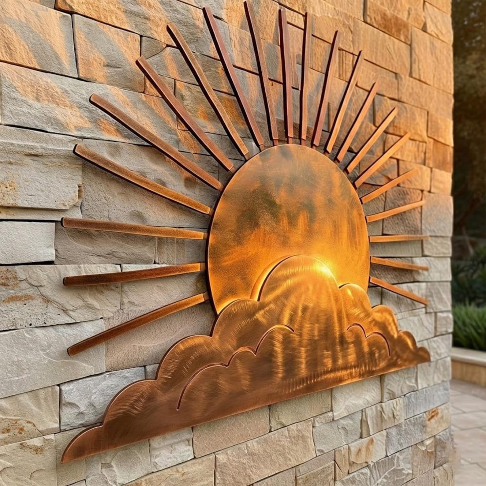 Sunrise Metal Wall Art – UV Printed Stainless Steel Sun Decor
